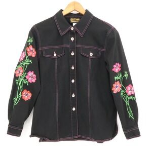 Vintage Bob Mackie Wearable Art Embroidered Shacket Western Floral 80s‎ Size M